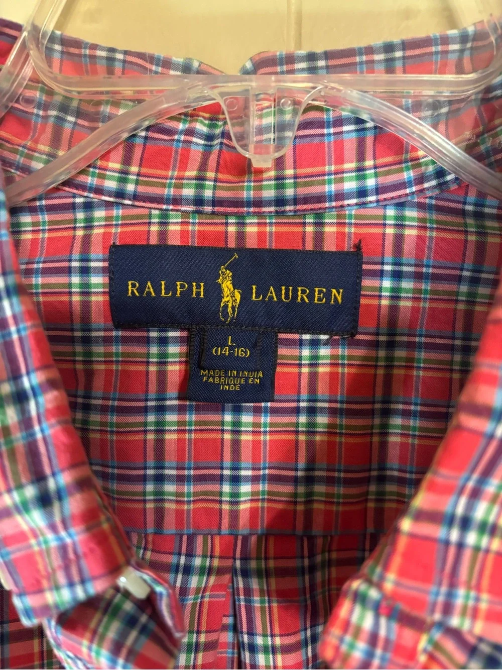 Ralph Lauren red and Blue Plaid Button-Down Shirt